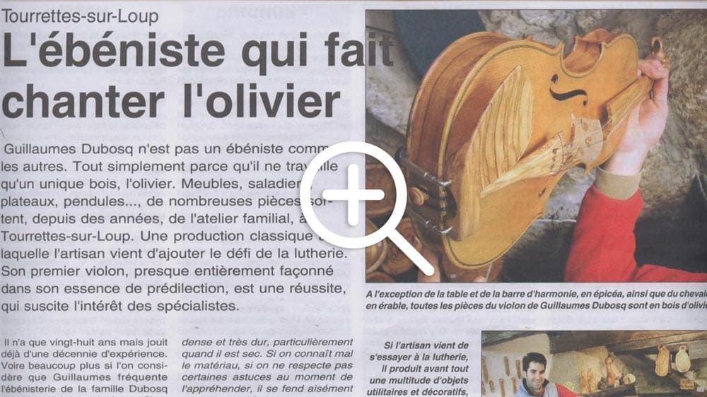 Article sur Guillaume Dubosq journal Pays des Alpes Maritimes