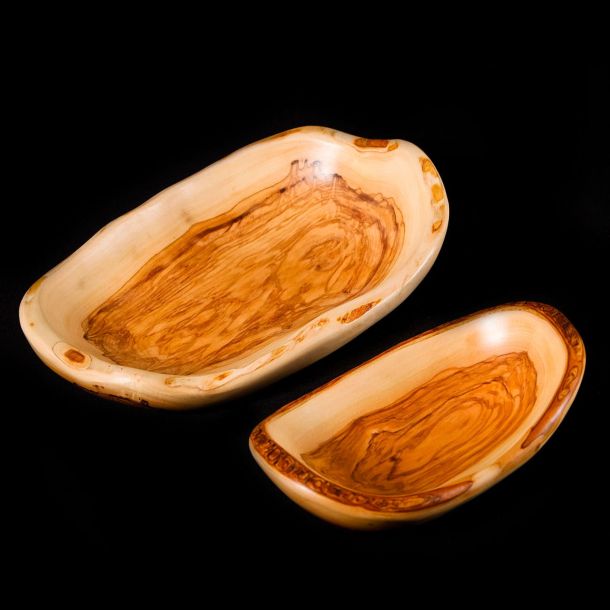 Coupes à fruit basses en bois d'olivier - Le travail Artisanal du Bois d'Olivier