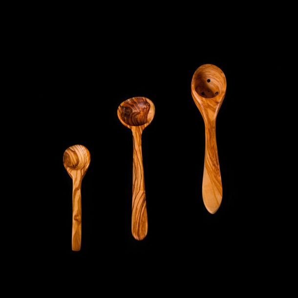Cuillères à moutard, à sucre et à olive - Le travail Artisanal du Bois d'Olivier